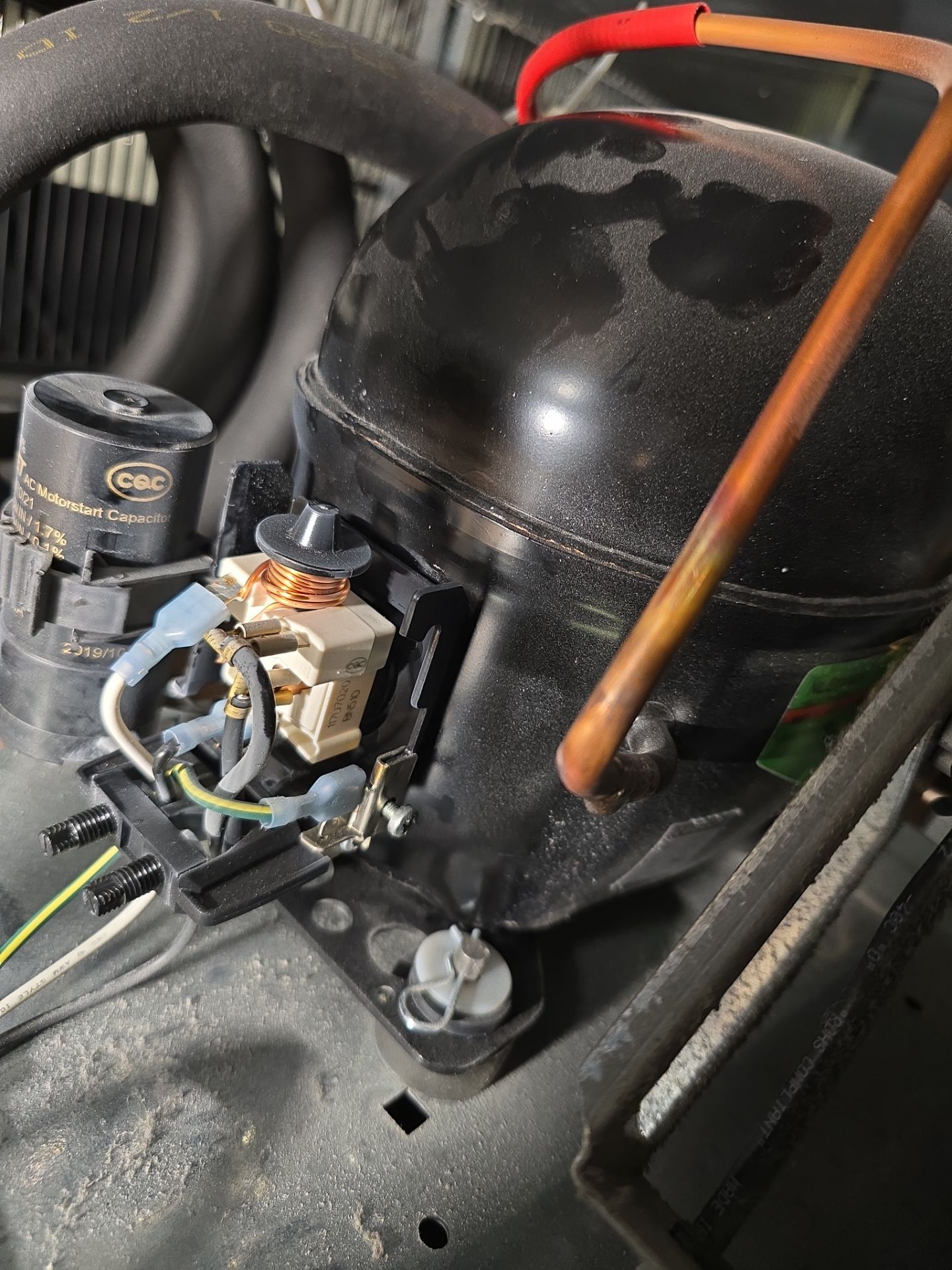 True refrigerator compressor and start relay close-up - sealed system repair AMB Works Clermont FL